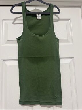 PINK Victoria's Secret Olive Green Ribbed Tank